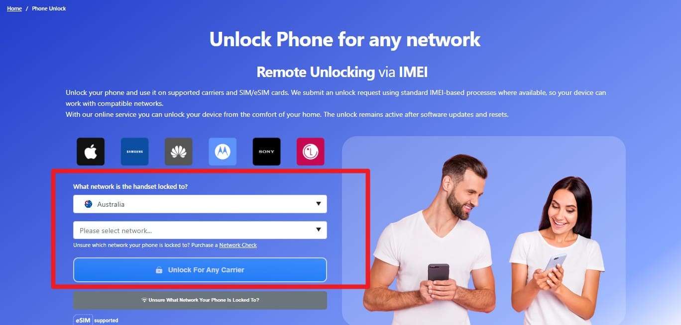 add the imei details