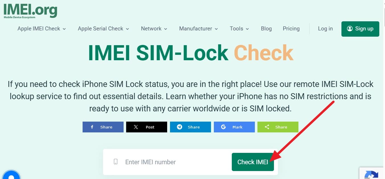 press check imei button