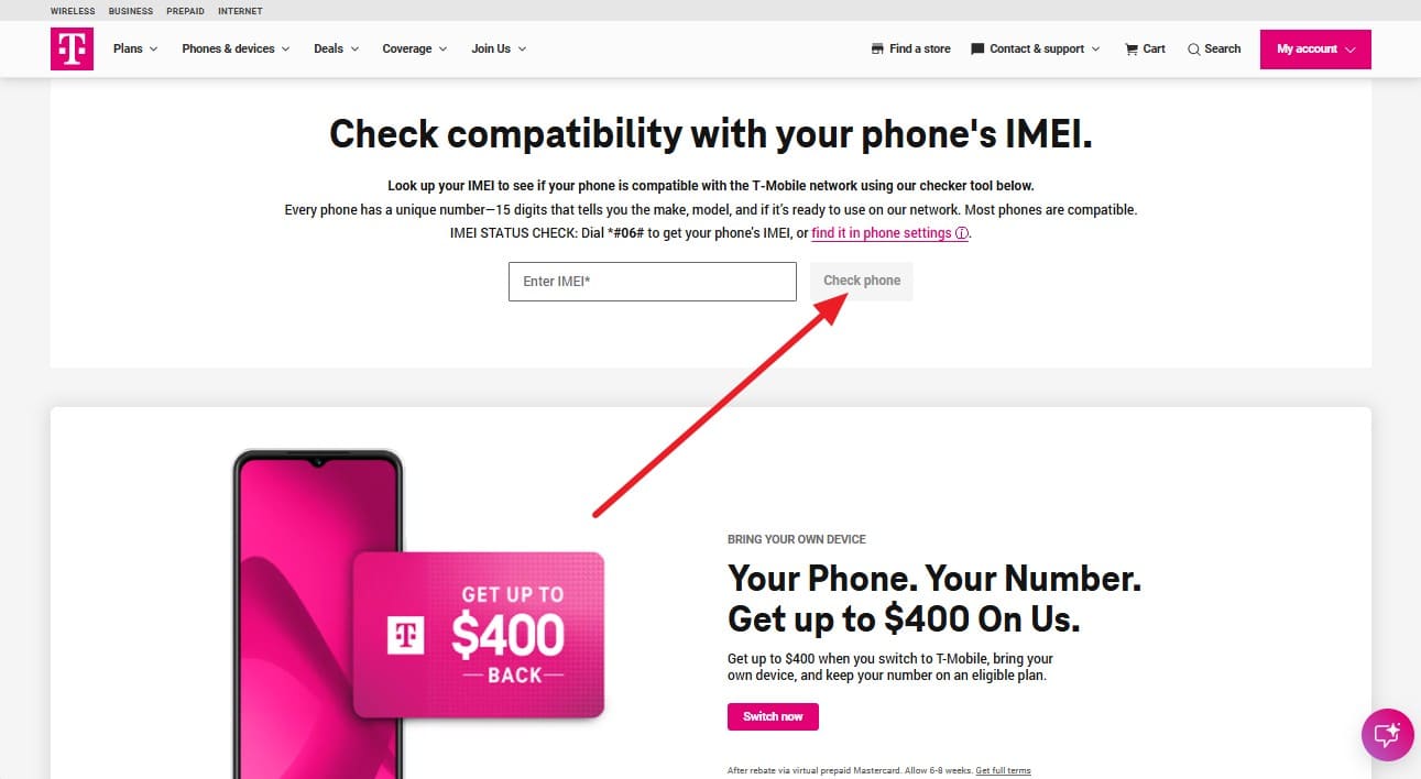 tap check phone button