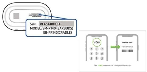 samsung galaxy model and imei number