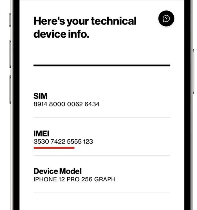 find imei in verizon app