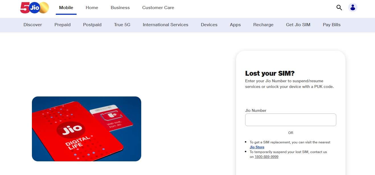 jio sim closed online