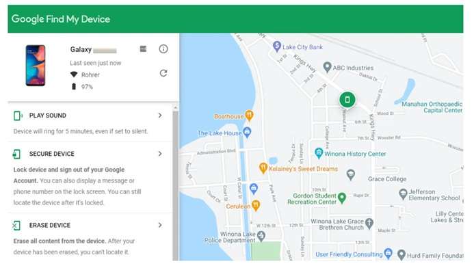 google find my device interface