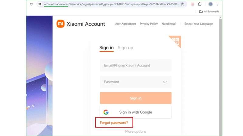 find forgot password feature
