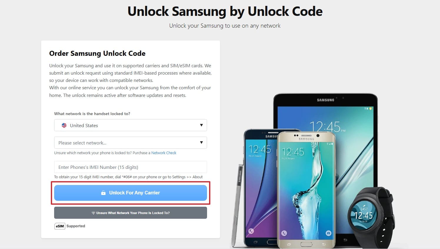 choose the unlock button