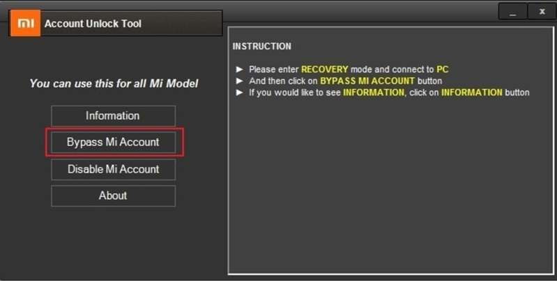 bypass mi account