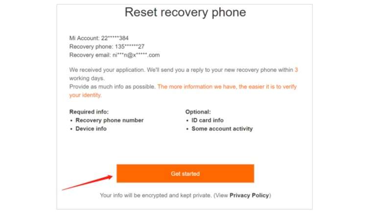 mi account recovery