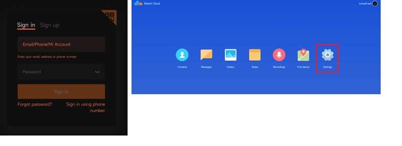 xiaomi cloud settings