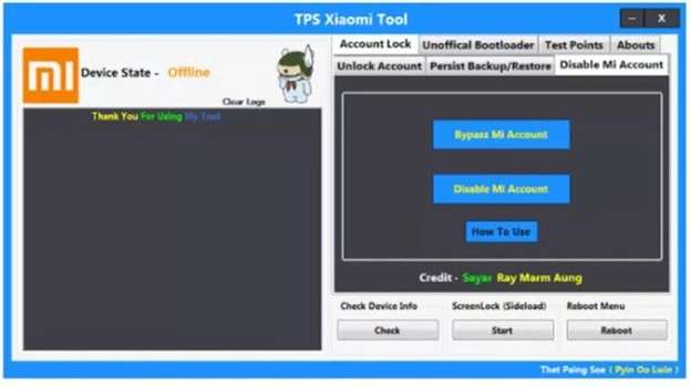 tps xiaomi account bypass tool