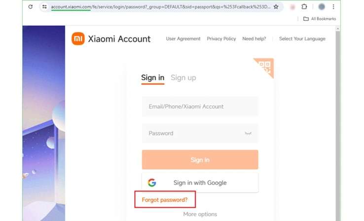 poco x6 mi account recovery