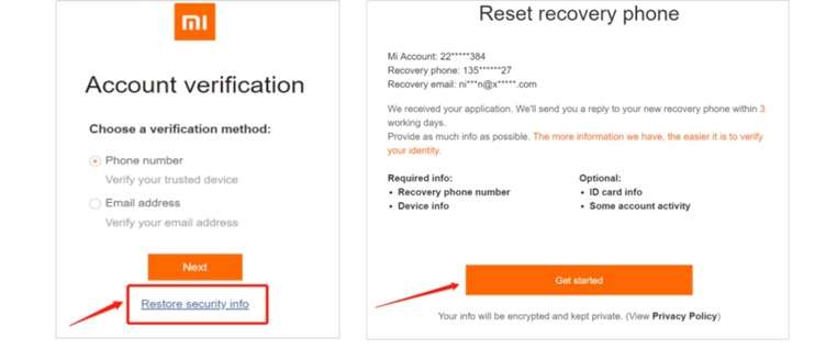 restore security info get started