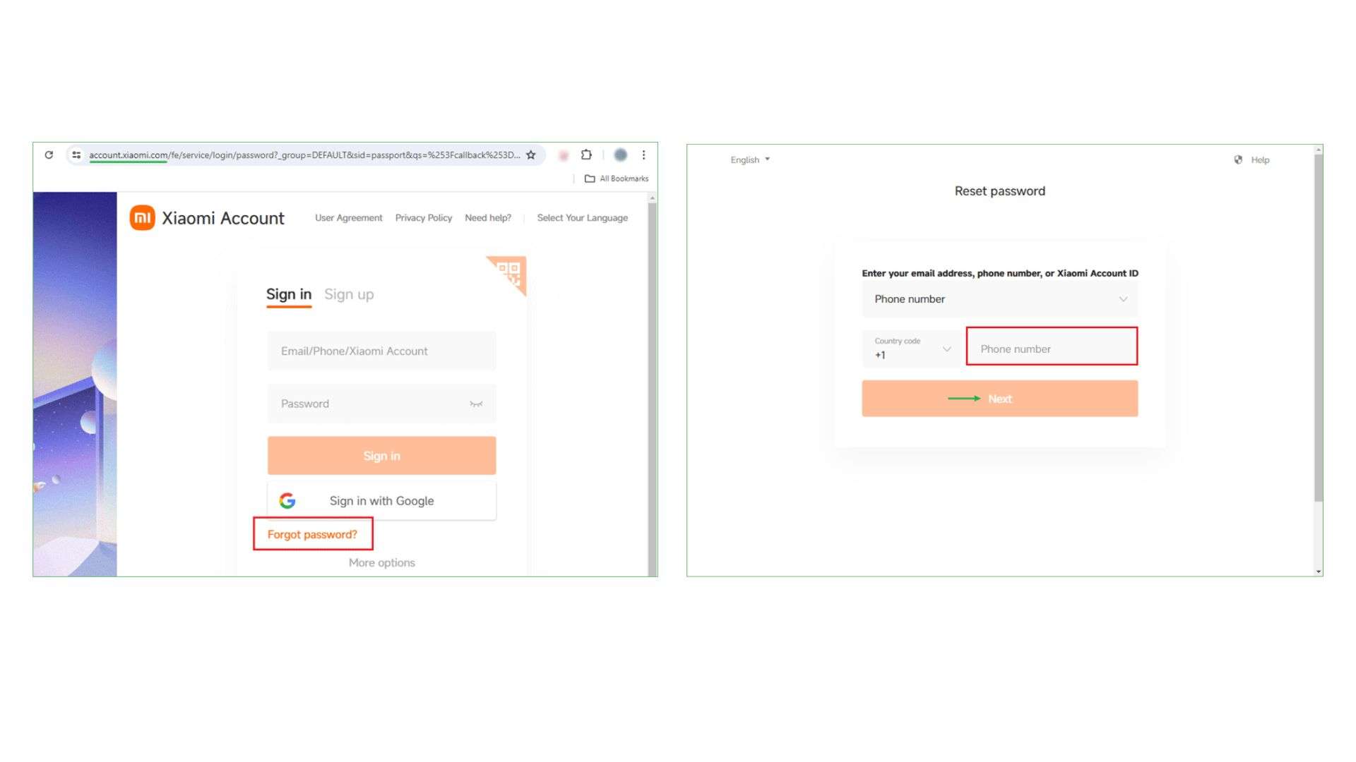 enter account info