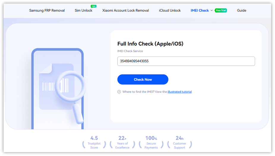 Enter Your IMEI Number