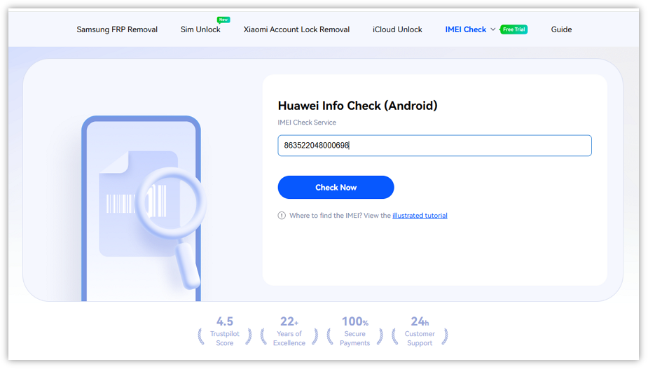 Enter Your IMEI Number