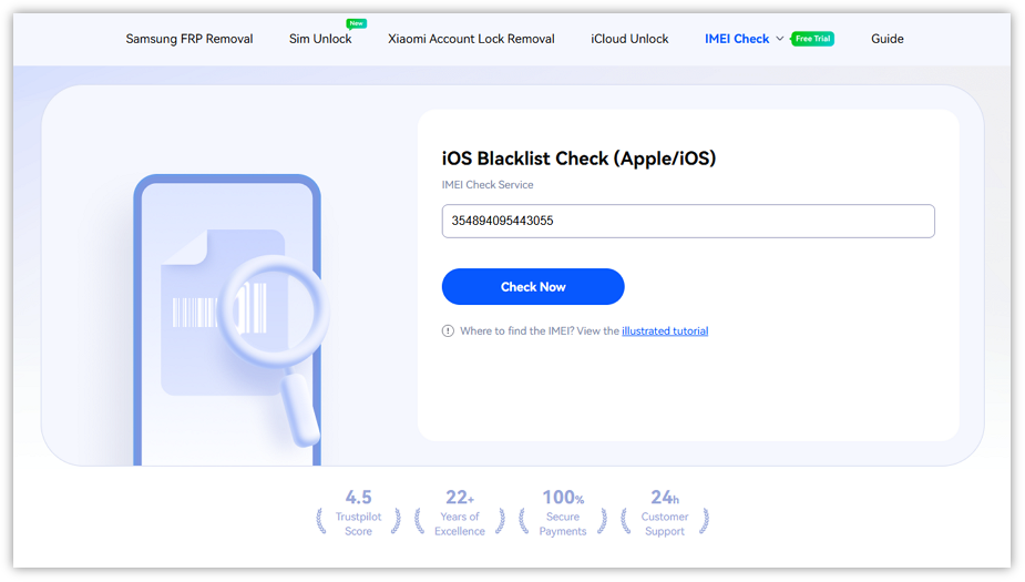 Enter Your IMEI Number