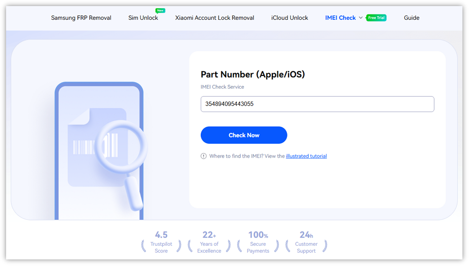 Enter Your IMEI Number