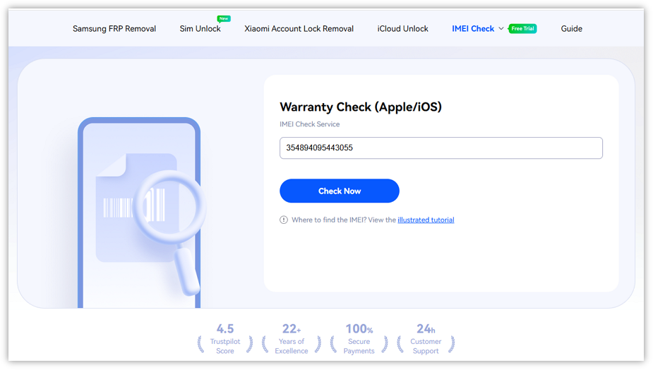 Enter Your IMEI Number