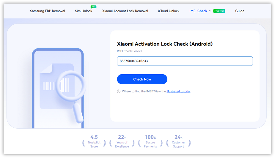 Enter Your IMEI Number